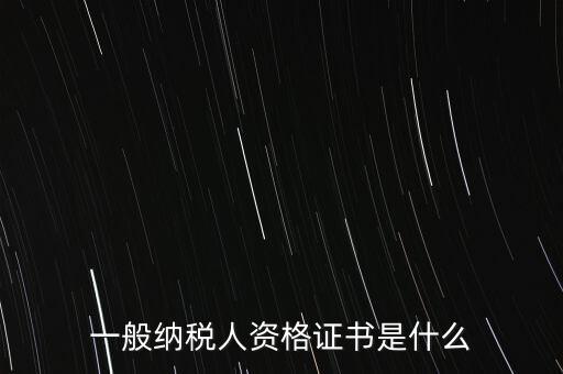 納稅資格證書是什么，一般納稅人資格證什么