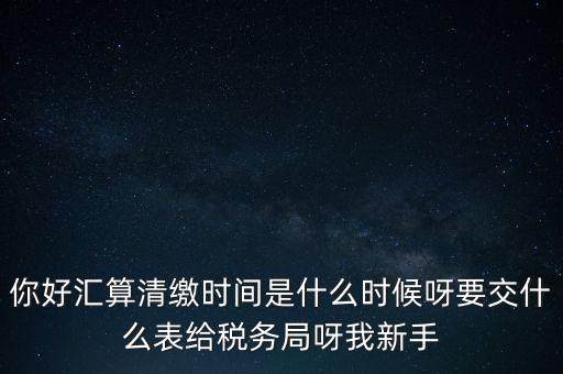 匯算清繳到什么時(shí)候，你好匯算清繳時(shí)間是什么時(shí)候呀要交什么表給稅務(wù)局呀我新手