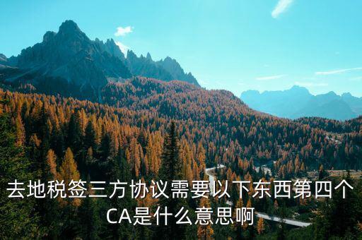 稅務(wù)局ca是什么意思，去地稅簽三方協(xié)議需要以下東西第四個(gè)CA是什么意思啊