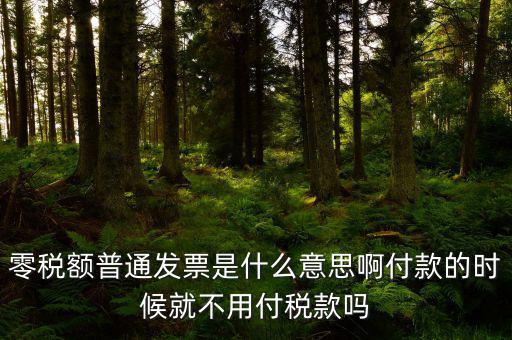 什么叫0稅率發(fā)票，零稅額普通發(fā)票是什么意思啊付款的時(shí)候就不用付稅款嗎