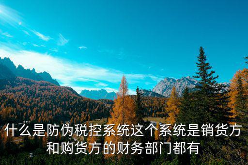 什么是防偽稅控系統(tǒng)這個系統(tǒng)是銷貨方和購貨方的財務(wù)部門都有