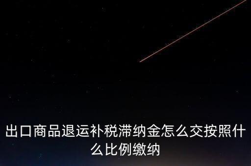 什么是退運(yùn)補(bǔ)稅，出口商品退運(yùn)補(bǔ)稅滯納金怎么交按照什么比例繳納