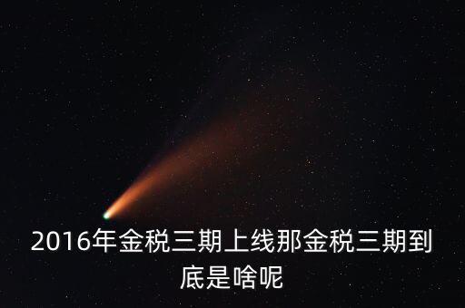 金三稅什么意思，2016年金稅三期上線那金稅三期到底是啥呢