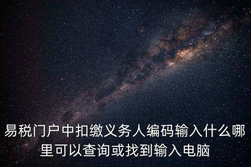 易稅門(mén)戶(hù)中扣繳義務(wù)人編碼輸入什么哪里可以查詢(xún)或找到輸入電腦