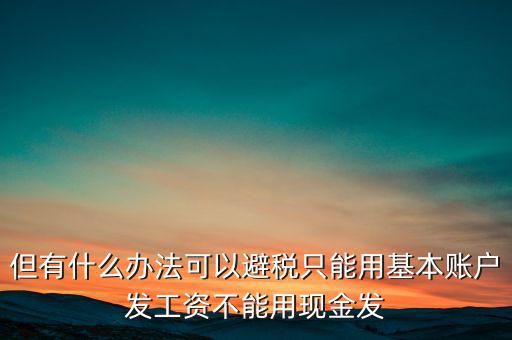 什么是國稅存量賬戶，但有什么辦法可以避稅只能用基本賬戶發(fā)工資不能用現(xiàn)金發(fā)