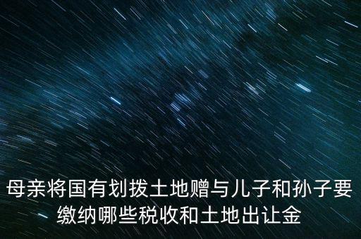 土地贈送要交什么稅，母親將國有劃撥土地贈與兒子和孫子要繳納哪些稅收和土地出讓金