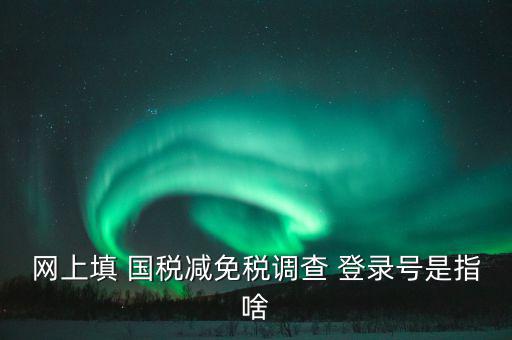 稅收調(diào)查網(wǎng)上是什么，網(wǎng)上填 國稅減免稅調(diào)查 登錄號是指啥