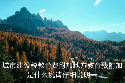 地方附加稅是什么，城市建設(shè)稅教育費(fèi)附加地方教育費(fèi)附加是什么稅請仔細(xì)說明一