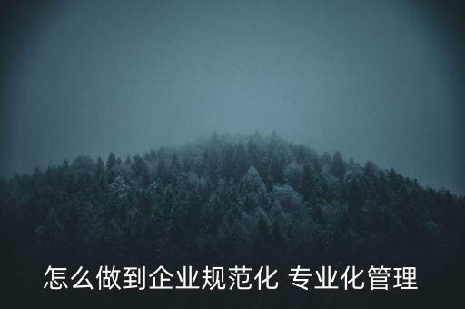 專業(yè)化公司如何管理，專業(yè)化企業(yè)的建議
