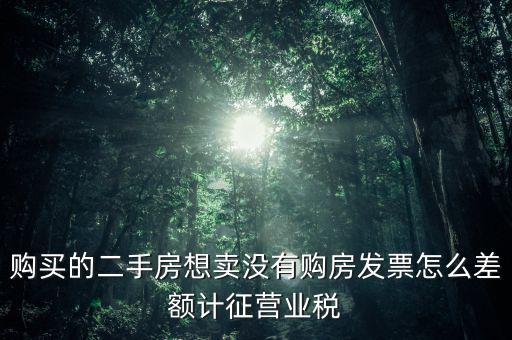 佛山市舊房產(chǎn)沒有發(fā)票如何征稅，購買的二手房想賣沒有購房發(fā)票怎么差額計(jì)征營(yíng)業(yè)稅