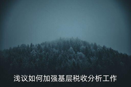 如何搞好稅收科研，淺議如何加強(qiáng)基層稅收分析工作