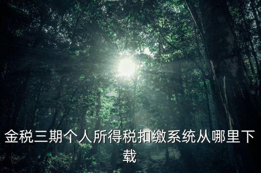 金三個稅申報系統(tǒng)如何下載，金稅三期個人所得稅扣繳系統(tǒng)從哪里下載