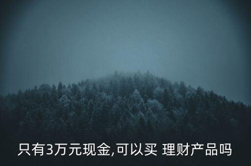 只有3萬元現(xiàn)金,可以買 理財產品嗎