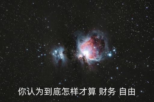 你認為到底怎樣才算 財務(wù) 自由