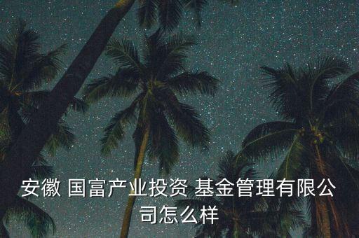 安徽 國富產業(yè)投資 基金管理有限公司怎么樣