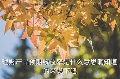 理財(cái)產(chǎn)品預(yù)期收益率是什么意思，理財(cái)產(chǎn)品預(yù)期收益率是什么意思啊知道的來說下吧