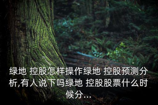 綠地 控股怎樣操作綠地 控股預(yù)測分析,有人說下嗎綠地 控股股票什么時(shí)候分...