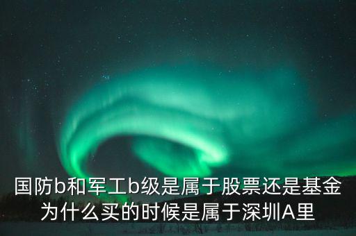 國防b和軍工b級(jí)是屬于股票還是基金為什么買的時(shí)候是屬于深圳A里