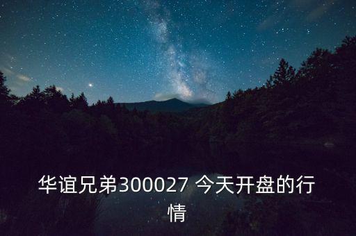 華誼兄弟什么時(shí)候開(kāi)盤，華誼兄弟300027 今天開(kāi)盤的行情