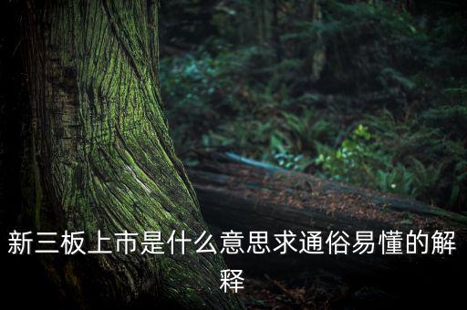 什么是新三板上市，新三板上市是什么意思求通俗易懂的解釋