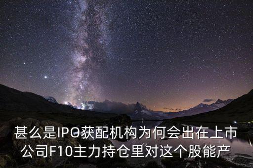 ipo獲配機構(gòu)什么意思，ipo配售是什么意思