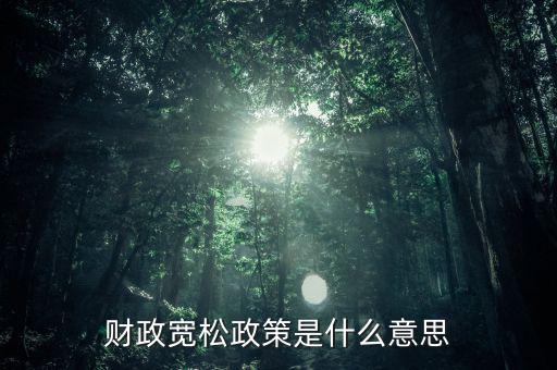 什么是寬松的財(cái)政政策，什么是寬松經(jīng)濟(jì)政策