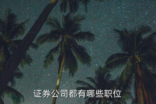 證券公司工會主席是什么職務(wù)，證券公司都有哪些職位 每個職位都是做什么的