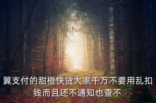甜橙快貸資源未找到是什么意思，翼支付的甜橙快貸大家千萬(wàn)不要用亂扣錢(qián)而且還不通知也查不