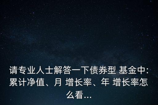 請(qǐng)專業(yè)人士解答一下債券型 基金中:累計(jì)凈值、月 增長(zhǎng)率、年 增長(zhǎng)率怎么看...