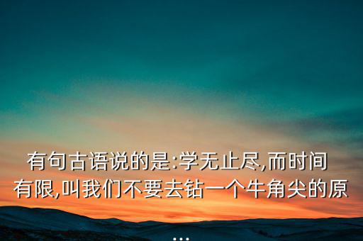 有句古語說的是:學(xué)無止盡,而時間 有限,叫我們不要去鉆一個牛角尖的原...