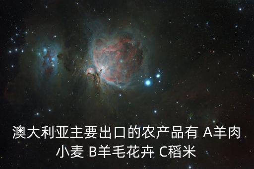 澳大利亞主要出口的農產品有 A羊肉小麥 B羊毛花卉 C稻米