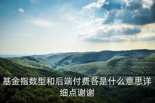 基金表現(xiàn)費(fèi)是什么，基金指數(shù)型和后端付費(fèi)各是什么意思詳細(xì)點(diǎn)謝謝