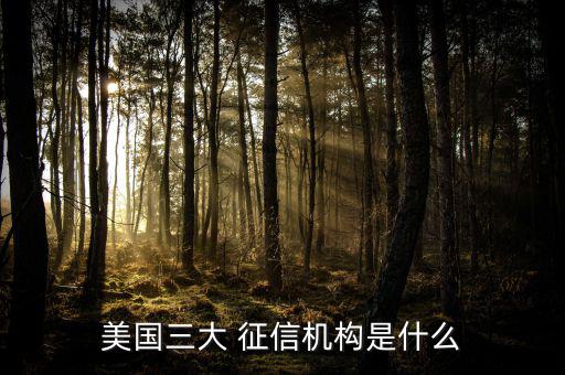 美國三大 征信機構是什么