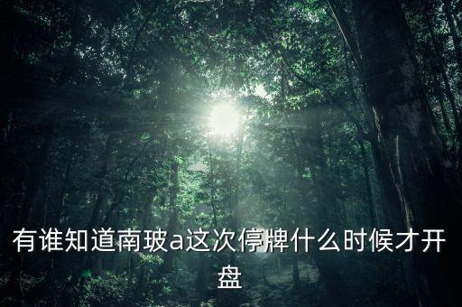 有誰(shuí)知道南玻a這次停牌什么時(shí)候才開盤