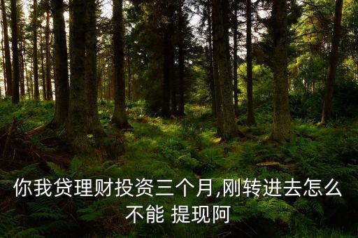你我貸理財投資三個月,剛轉進去怎么不能 提現(xiàn)阿