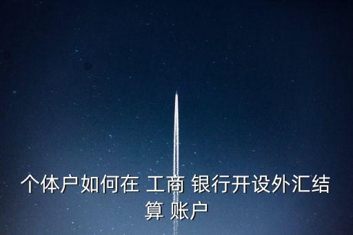 個體戶如何在 工商 銀行開設外匯結(jié)算 賬戶