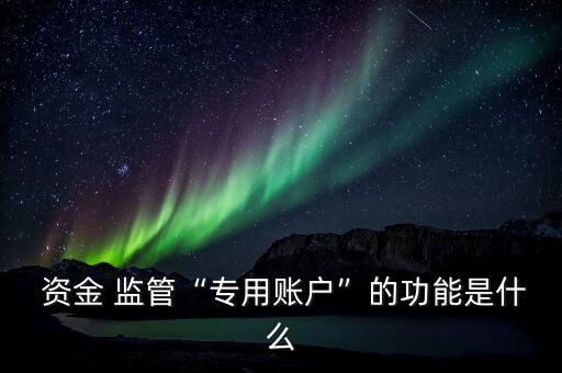  資金 監(jiān)管“專(zhuān)用賬戶(hù)”的功能是什么