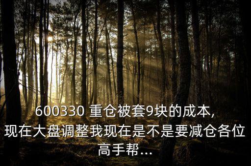 600330 重倉被套9塊的成本,現(xiàn)在大盤調整我現(xiàn)在是不是要減倉各位高手幫...