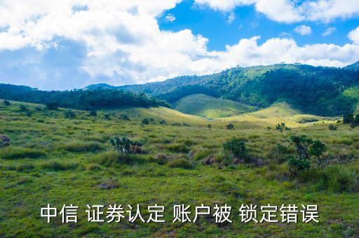 中信 證券認定 賬戶被 鎖定錯誤