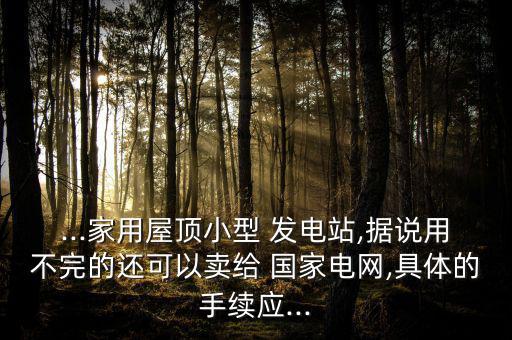 ...家用屋頂小型 發(fā)電站,據(jù)說(shuō)用不完的還可以賣給 國(guó)家電網(wǎng),具體的手續(xù)應(yīng)...