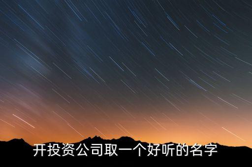 第一投資改什么名，想給一個(gè)投資公司取個(gè)好名字
