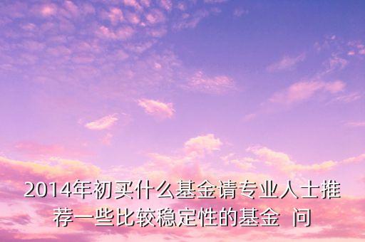 2014現(xiàn)在買什么基金最好，急求2014年什么基金好點謝謝