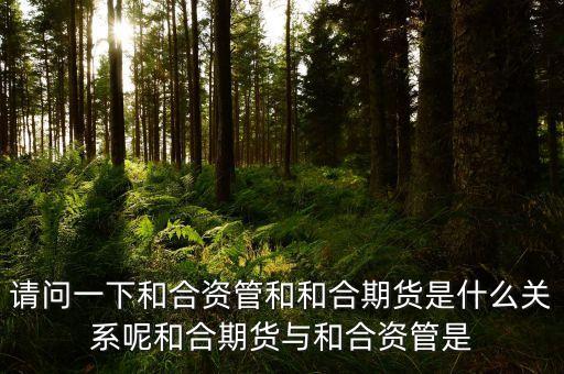 請(qǐng)問(wèn)一下和合資管和和合期貨是什么關(guān)系呢和合期貨與和合資管是