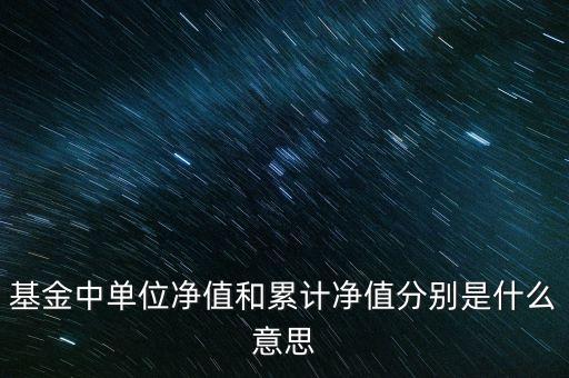 基金單位凈值和累計凈值是什么意思，基金單位凈值和累計凈值是什么意思