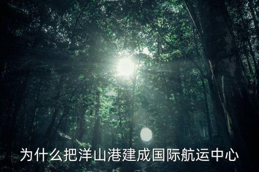 為什么建洋山港，上海為什么需要建設大小洋山港口