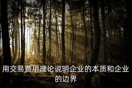用交易費用理論說明企業(yè)的本質(zhì)和企業(yè)的邊界
