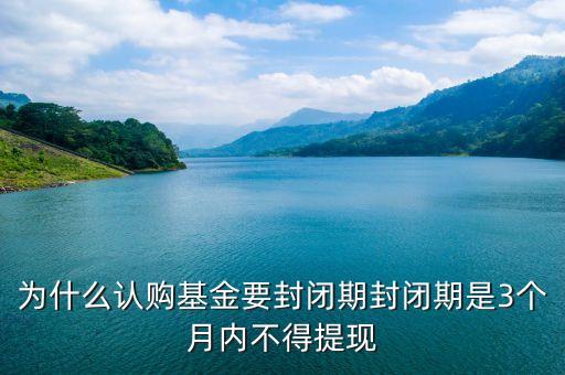 為什么認購基金要封閉期封閉期是3個月內不得提現(xiàn)