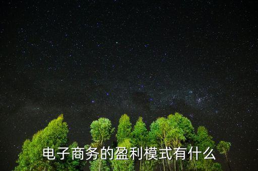 電子商務的營利模式是什么，電子商務模式的盈利模式