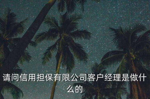 請(qǐng)問(wèn)信用擔(dān)保有限公司客戶(hù)經(jīng)理是做什么的