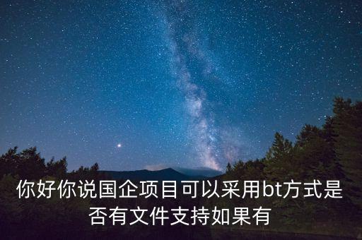 地主項目為什么要引進行央企做bt，你好你說國企項目可以采用bt方式是否有文件支持如果有